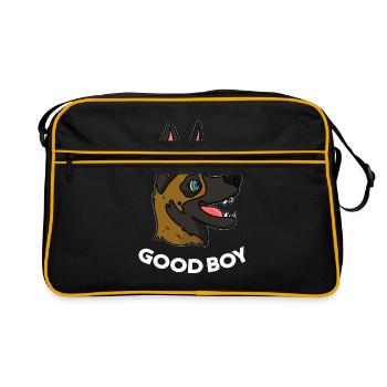 Malinois Hund - Retro Tasche - Schwarz/Gold - Vorne