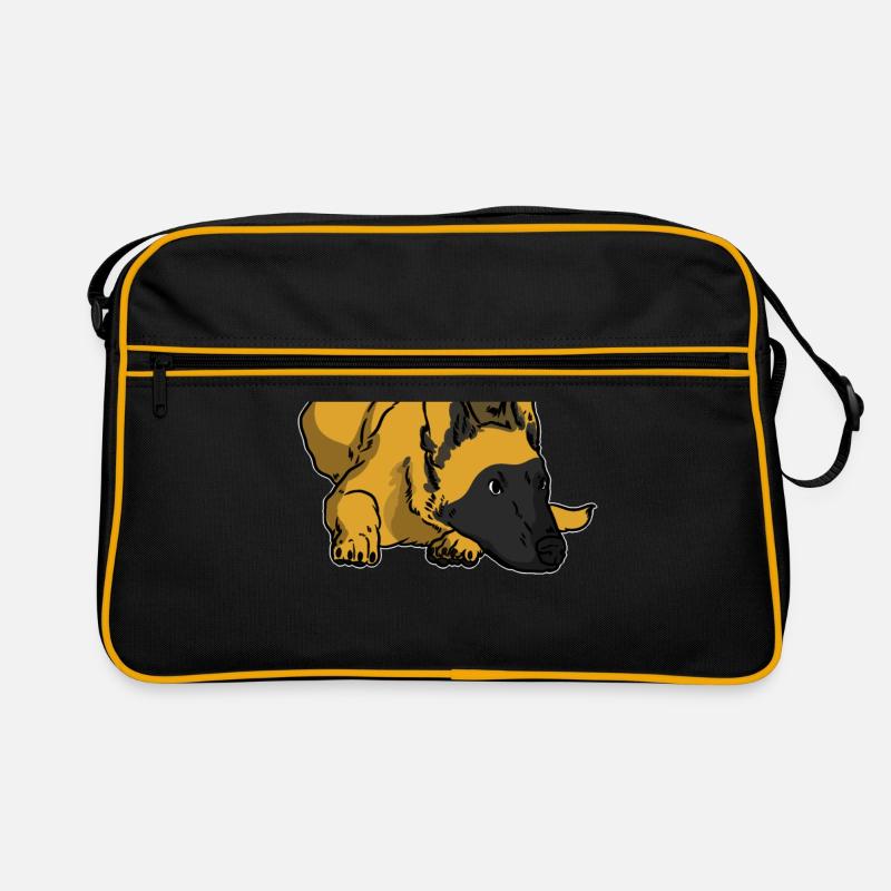 Malinois Hund - Retro Tasche - Schwarz/Gold