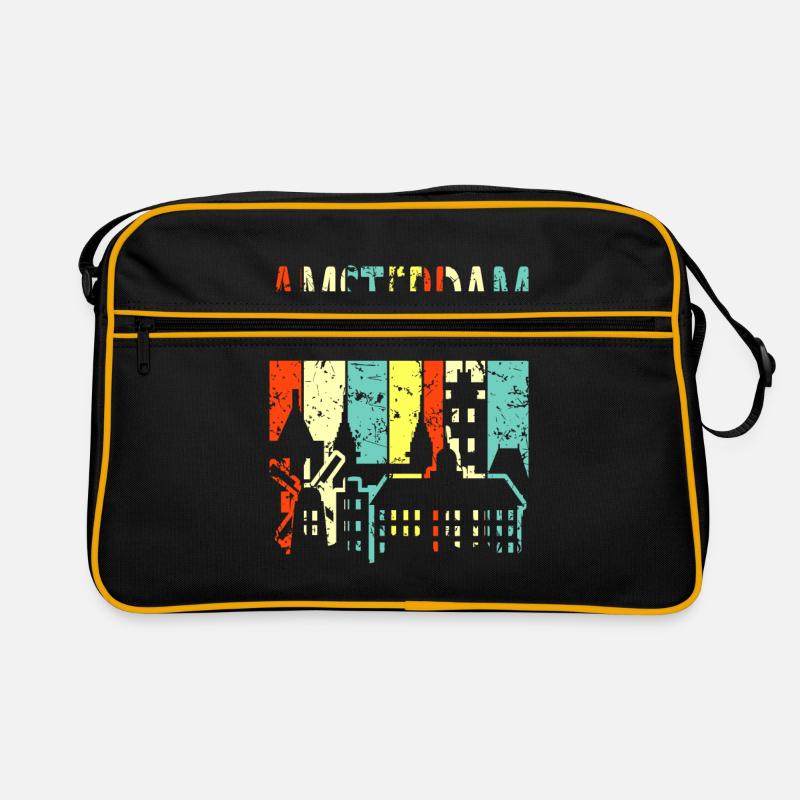Amsterdam - Retro Tasche - Schwarz/Gold