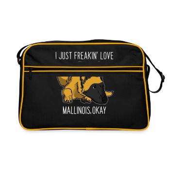 Malinois Hund - Retro Tasche - Schwarz/Gold - Vorne