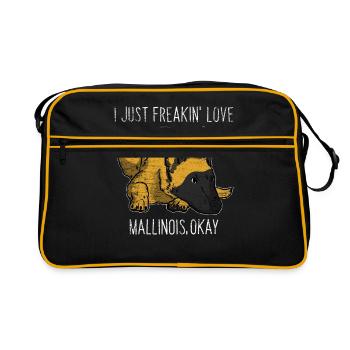 Malinois Hund Geschenk - Retro Tasche - Schwarz/Gold - Vorne