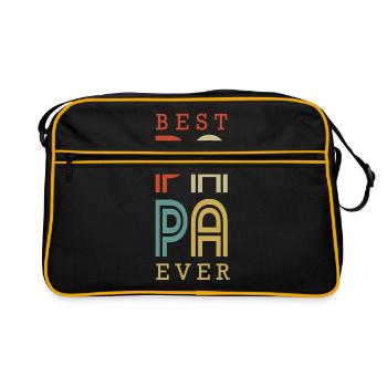 Papa Vater Paps Geschenk Dad Vatertag Geburtstag - Retro Tasche - Schwarz/Gold - Vorne