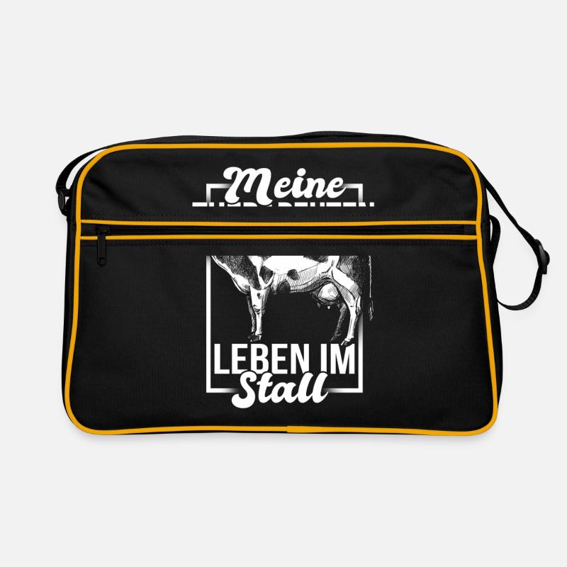 Farmer Landwirtschaft - Retro Tasche - Schwarz/Gold