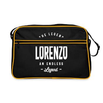 Lorenzo Personalisierter Name Geburtstagsgeschenk - Retro Tasche - Schwarz/Gold - Vorne