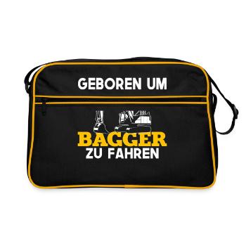 Excavator driver sayings excavator excavator operator construction site - Retro Bag - black/gold - Front