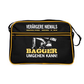 Baggerfahrer Sprüche Bagger Baggerführer Baustelle - Retro Tasche - Schwarz/Gold - Vorne