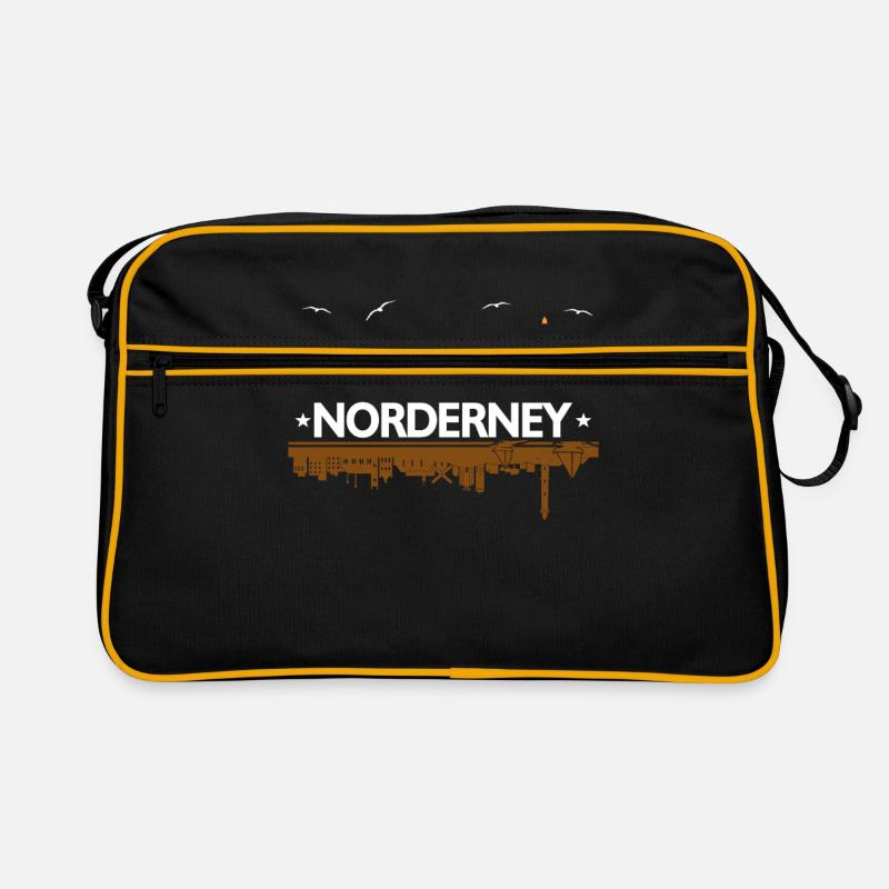 Norderney - Retro Tasche - Schwarz/Gold