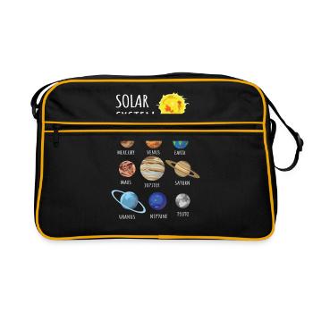 Universum Planeten - Retro Tasche - Schwarz/Gold - Vorne