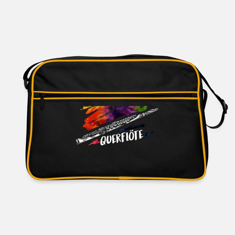 Querflöte Orchester Jazz Geschenk - Retro Tasche - Schwarz/Gold