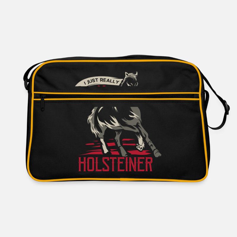 Holsteiner Pferd - Retro Tasche - Schwarz/Gold