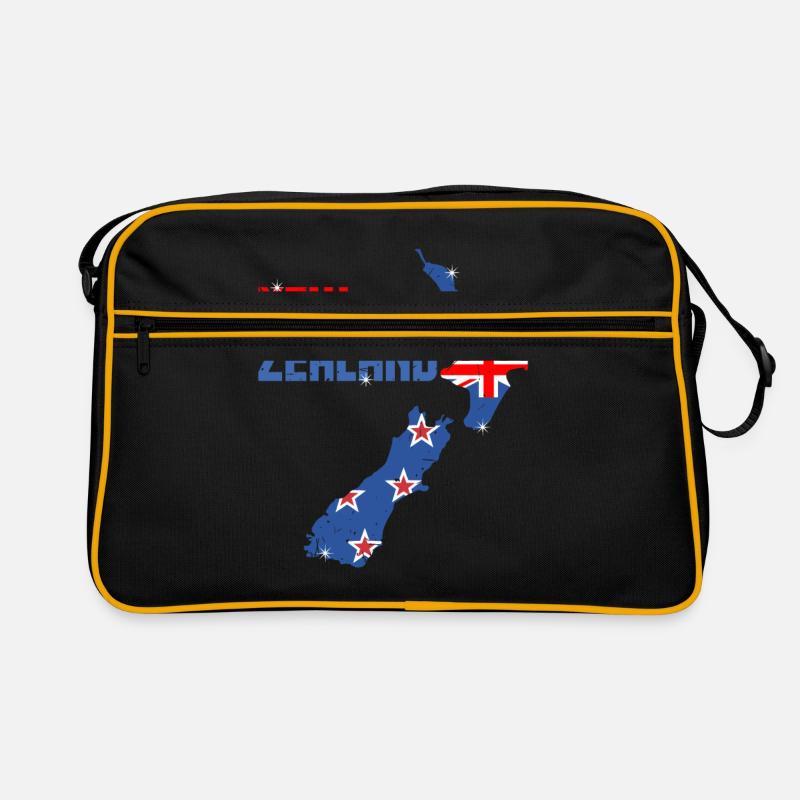 Neuseeland - Retro Tasche - Schwarz/Gold
