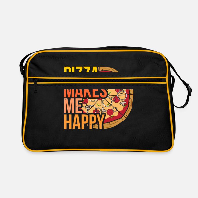 Pizza - Retro Tasche - Schwarz/Gold