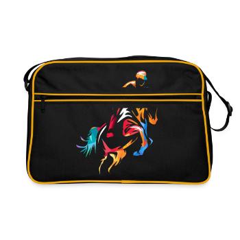 Springreiten Pferdesport Pferde - Retro Tasche - Schwarz/Gold - Vorne