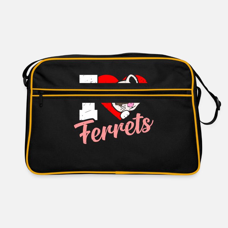 Frettchen - Retro Tasche - Schwarz/Gold