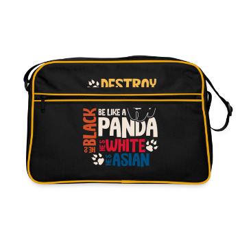 Anti Rassismus Sprüche - Retro Tasche - Schwarz/Gold - Vorne