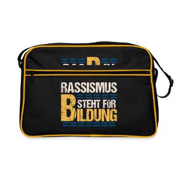 Anti Rassismus Sprüche - Retro Tasche - Schwarz/Gold - Vorne