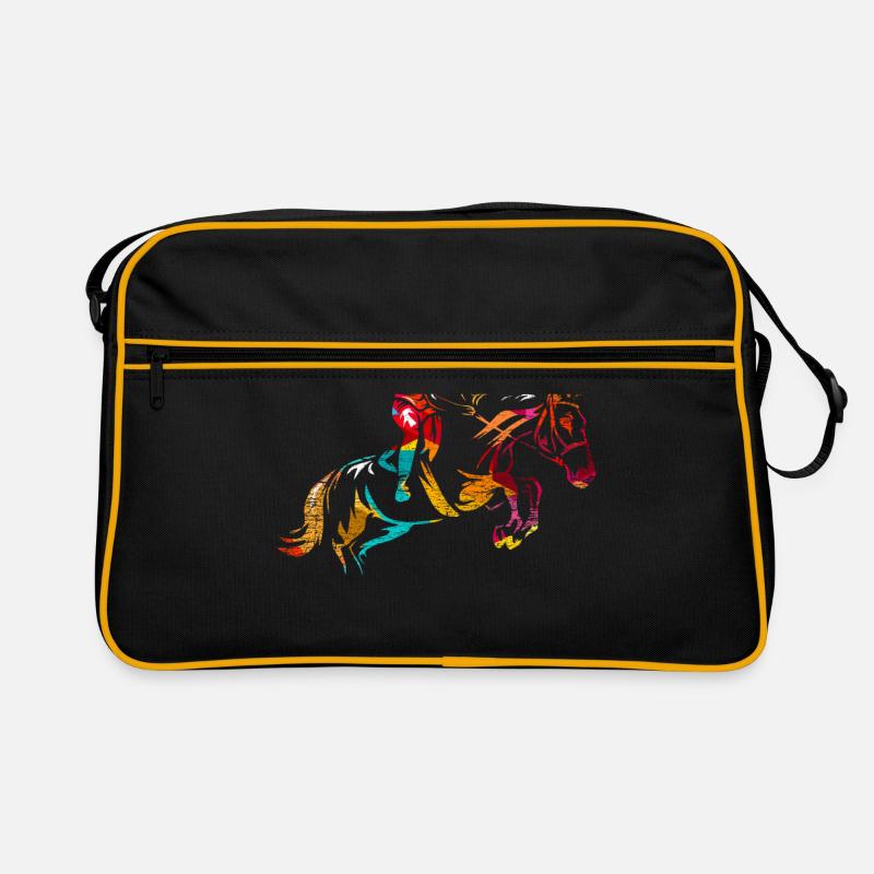 Springreiten Geschenk - Retro Tasche - Schwarz/Gold
