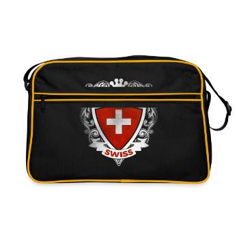 Schweiz - Retro Tasche - Schwarz/Gold - Vorne