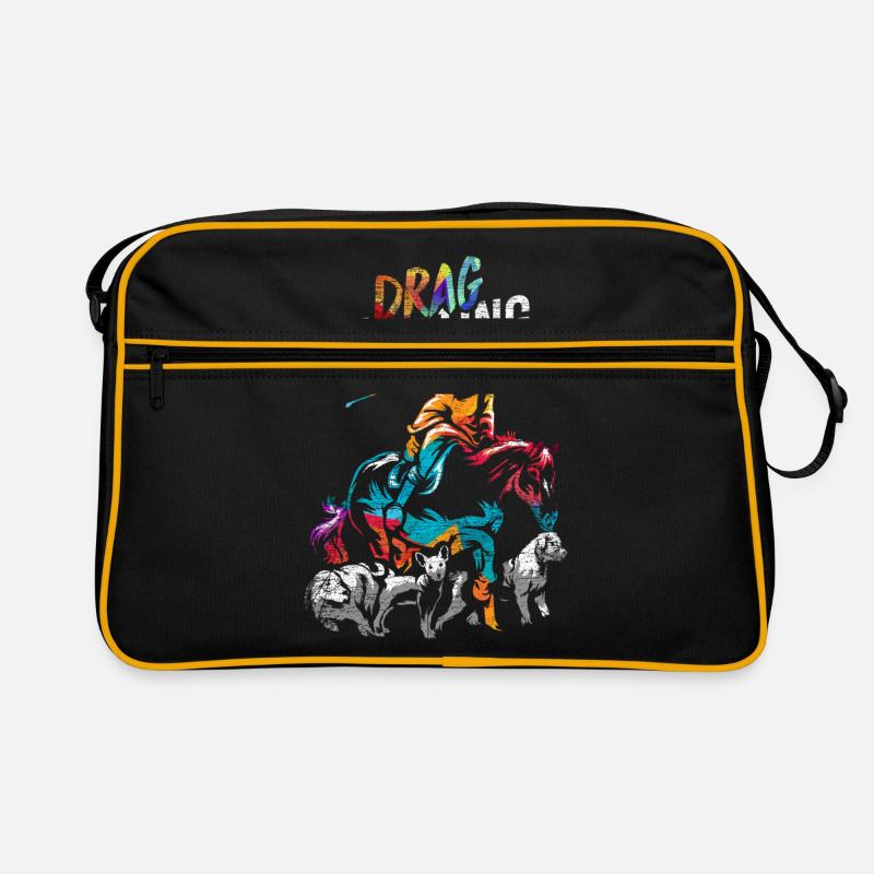 Schleppjagd Jagdreiten Hundesport - Retro Tasche - Schwarz/Gold