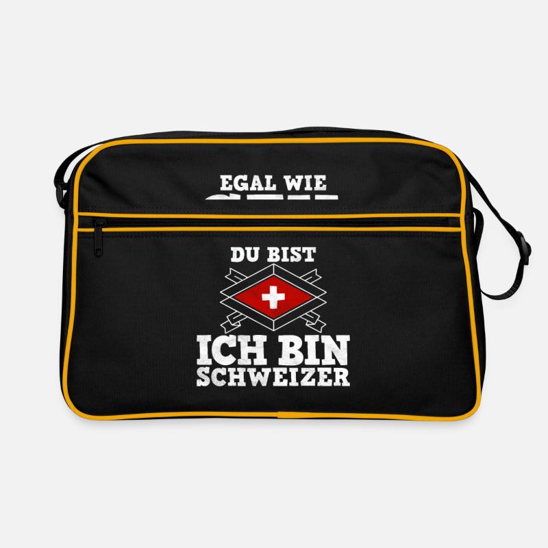 Schweiz Schweizer Geschenkidee - Retro Tasche - Schwarz/Gold