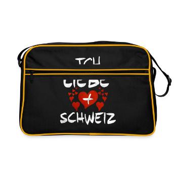 Schweiz Schweizer Geschenkidee - Retro Tasche - Schwarz/Gold - Vorne
