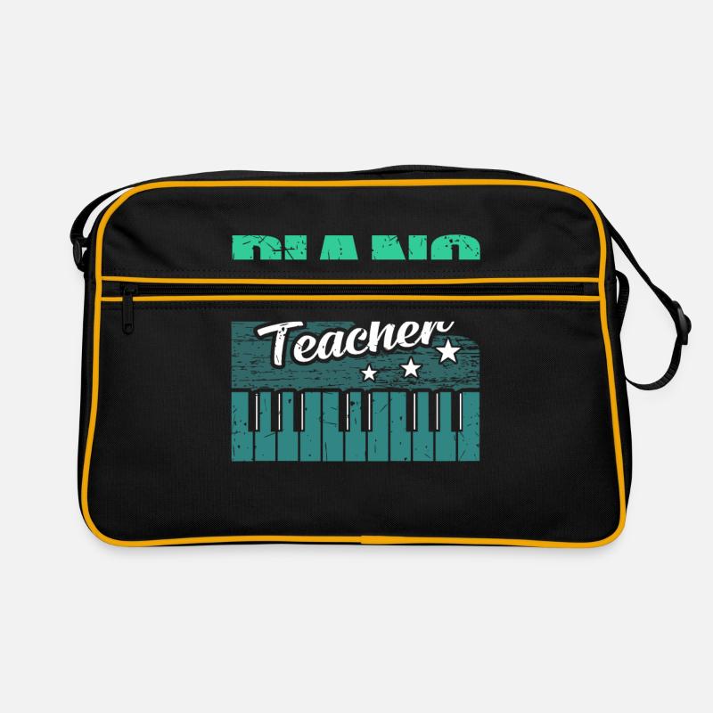 Piano Klavier - Retro Tasche - Schwarz/Gold