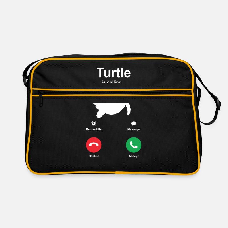 Schildkröte - Retro Tasche - Schwarz/Gold