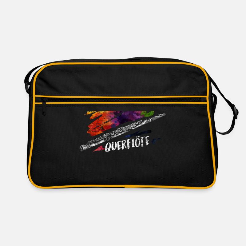 Querflöte Geschenk - Retro Tasche - Schwarz/Gold