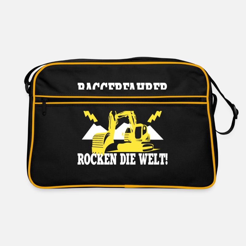 Baggerfahrer Rocken die Welt! Bagger Baggerführer - Retro Tasche - Schwarz/Gold
