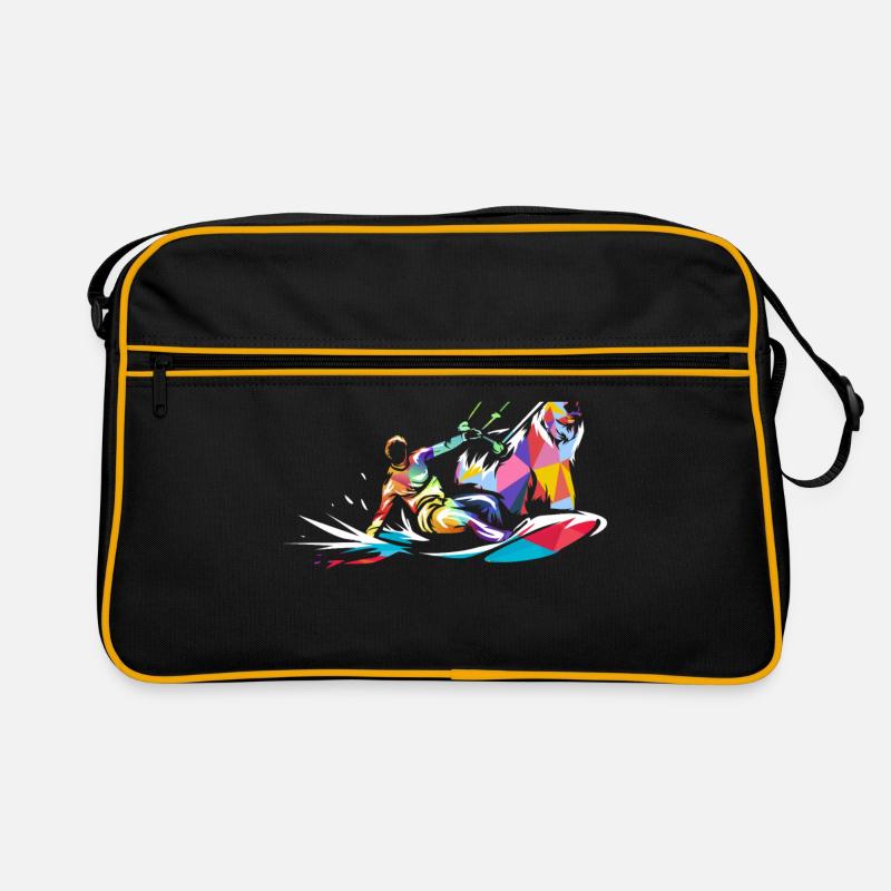 Cadeau ours kitesurf - Sac Retro - noir/or