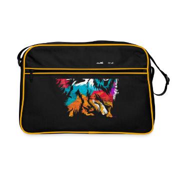 Shetland Schäferhund Geschenk - Retro Tasche - Schwarz/Gold - Vorne