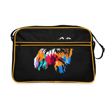 Shetland Schäferhund Geschenk - Retro Tasche - Schwarz/Gold - Vorne