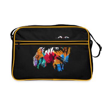 Shetland Schäferhund Geschenk - Retro Tasche - Schwarz/Gold - Vorne