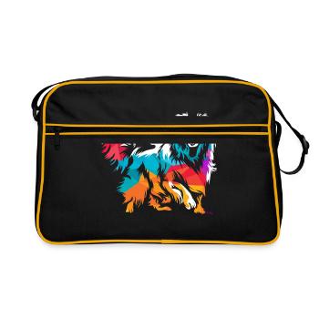 Shetland Schäferhund Geschenk - Retro Tasche - Schwarz/Gold - Vorne