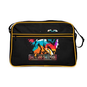 Shetland Schäferhund - Retro Tasche - Schwarz/Gold - Vorne