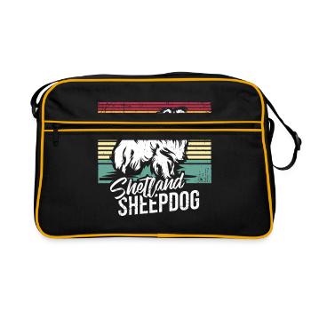 Shetland Schäferhund Geschenk - Retro Tasche - Schwarz/Gold - Vorne