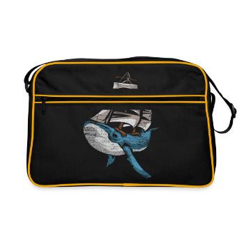 Whale ship shipping sailing ship - Retro Bag - black/gold - Front
