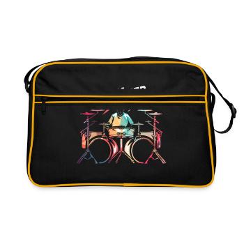 Tambour, Batterie, Rock - Sac Retro - noir/or - Devant