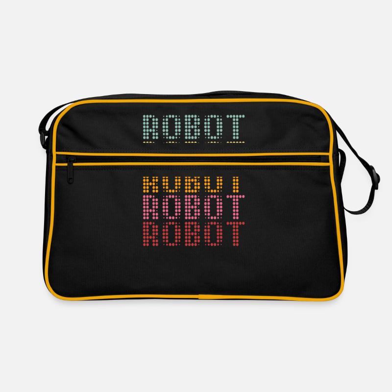 Roboter - Retro Tasche - Schwarz/Gold
