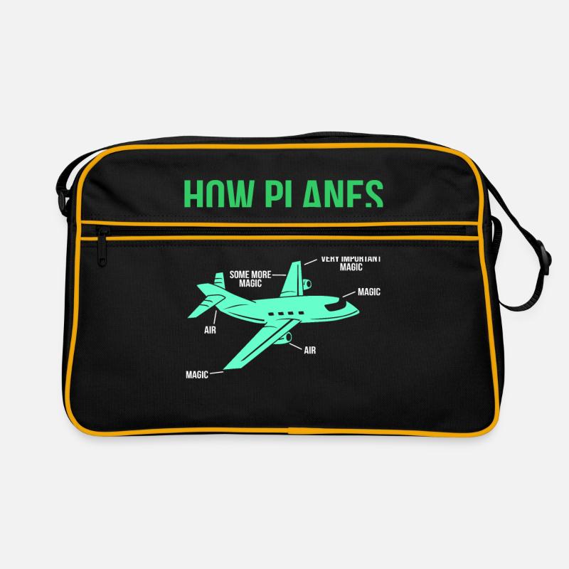plane - Retro Bag - black/gold