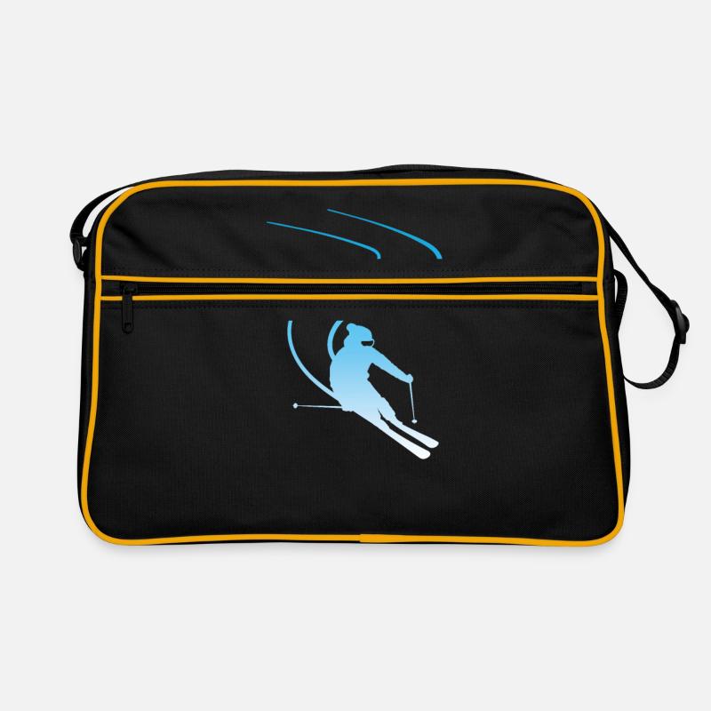 Ski Wintersport SKi Jumper Geschenkidee - Retro Tasche - Schwarz/Gold