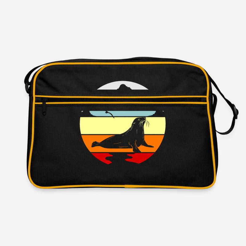 Robbe Seelöwe Shirt Geschenkidee - Retro Tasche - Schwarz/Gold
