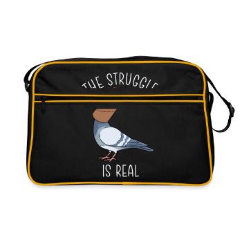 The Struggle Is Real Shirt Pigeons élevage de pigeons - Sac Retro - noir/or - Devant