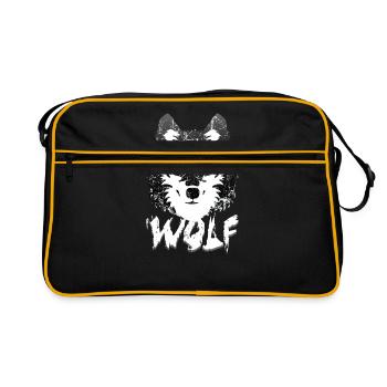Wolf - Retro Tasche - Schwarz/Gold - Vorne