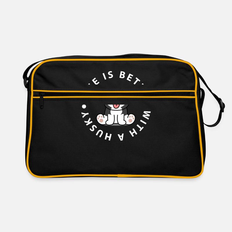 Chiens de traîneau Husky - Sac Retro - noir/or