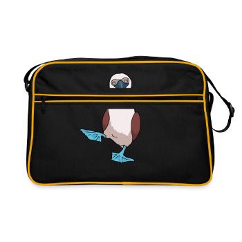 Blaufußtölpel Oiseau marin Drôle Oiseau bleu - Sac Retro - noir/or - Devant