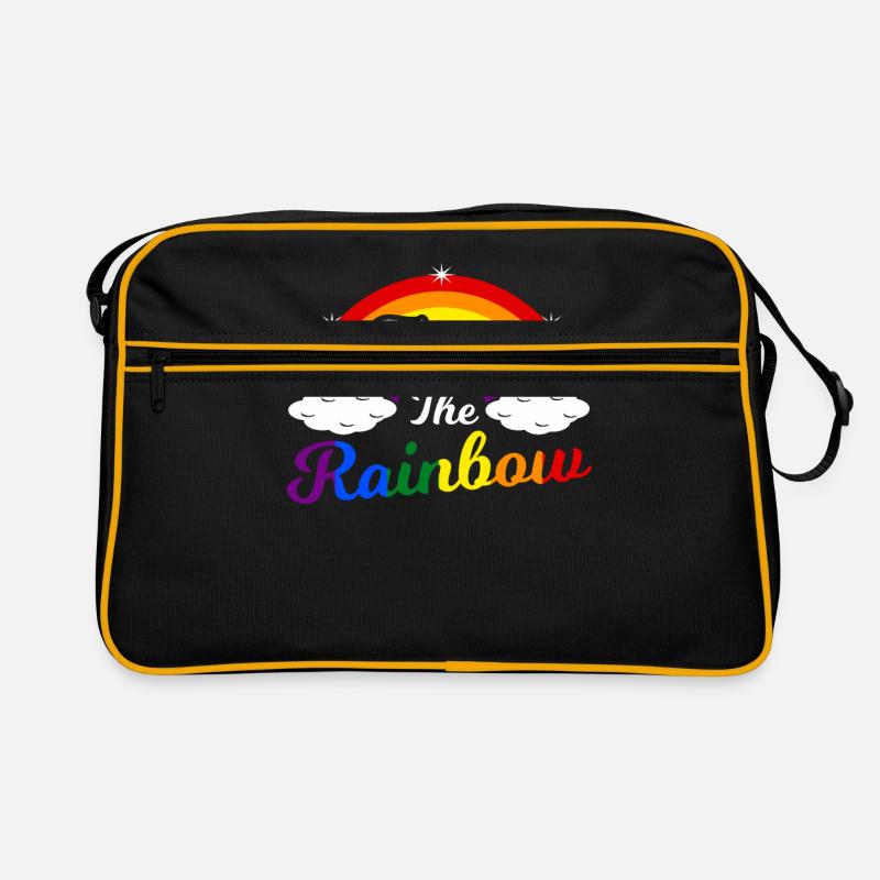 Regenbogen - Retro Tasche - Schwarz/Gold