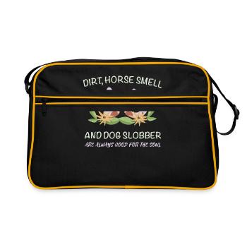Horse riding pony dogs gift horseshoe arab - Retro Bag - black/gold - Front