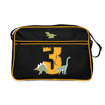 Anniversaire 3 ans dinosaure Dino 3e anniversaire - Sac Retro - noir/or - Devant