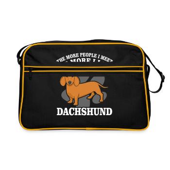 Dackel Dachshund - Retro Tasche - Schwarz/Gold - Vorne